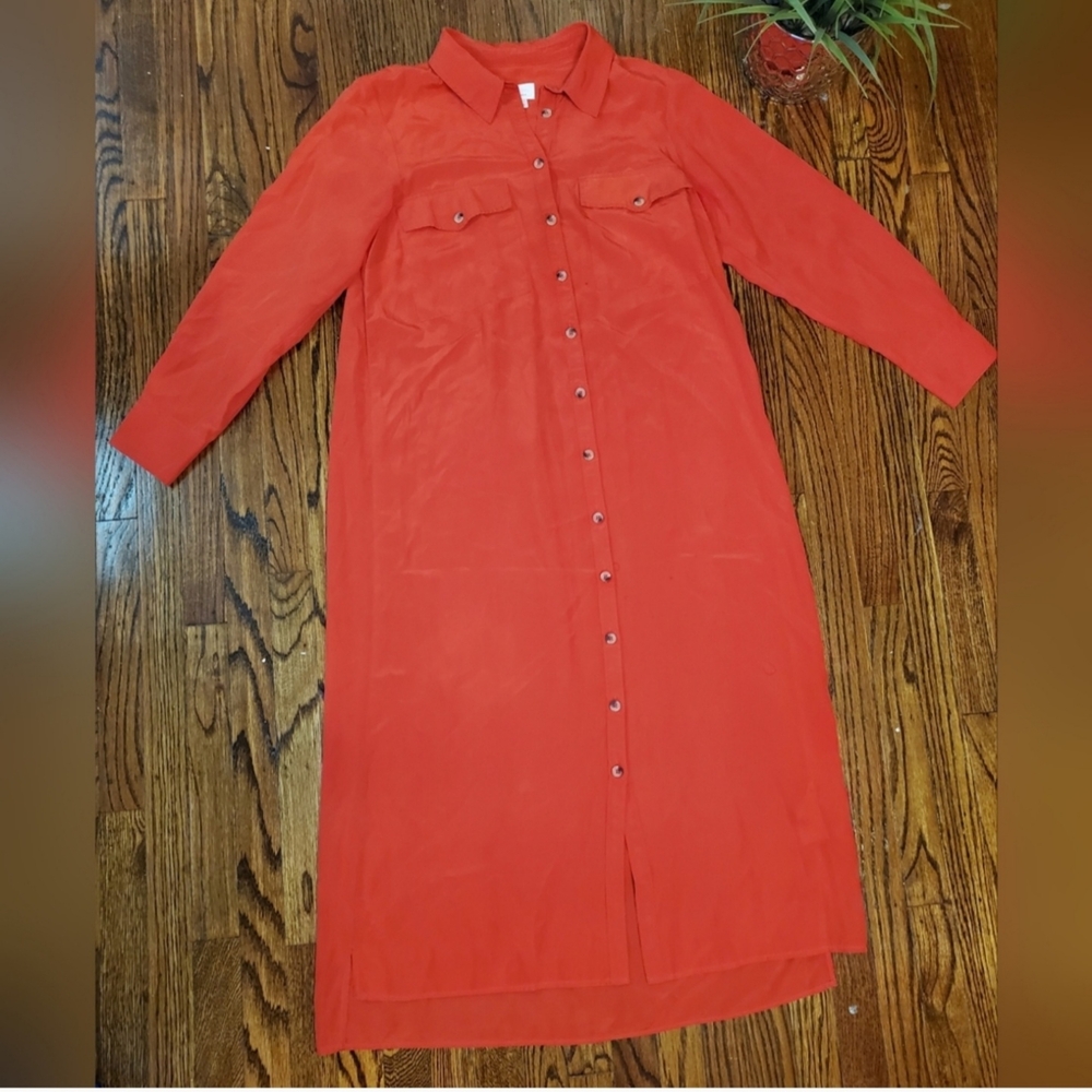 Anthropologie Long-Sleeve Silk Shirt Dress - Picture 9 of 12